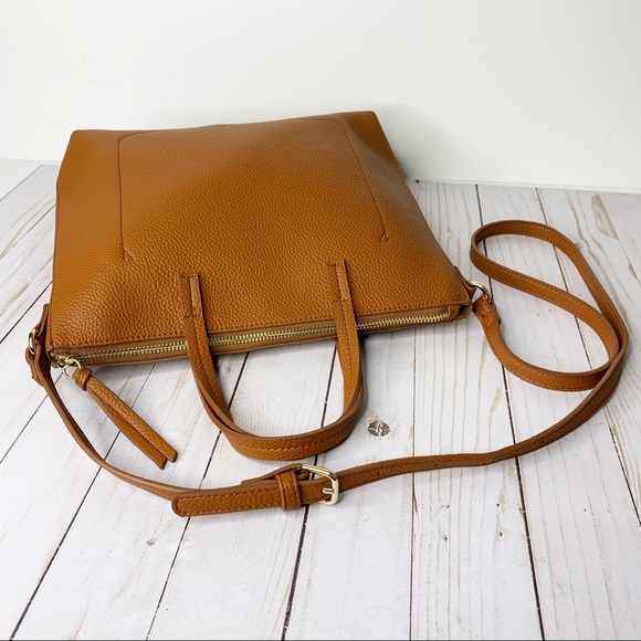 Handbags - Caramel Brown Synthetic Leather Bag Zip Top